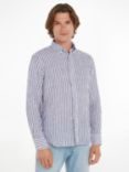 Tommy Hilfiger Linen Stripe Shirt, Dark Navy/White