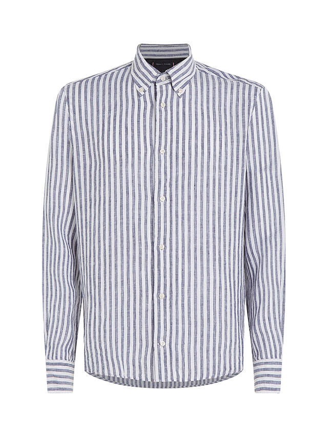 Tommy Hilfiger Linen Stripe Shirt,  Dark Navy/White