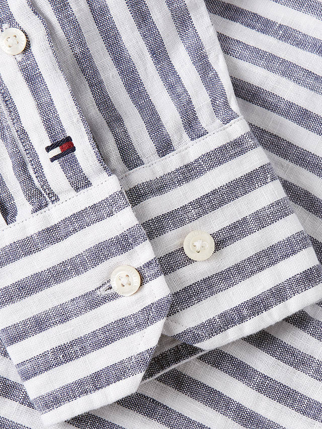 Tommy Hilfiger Linen Stripe Shirt,  Dark Navy/White