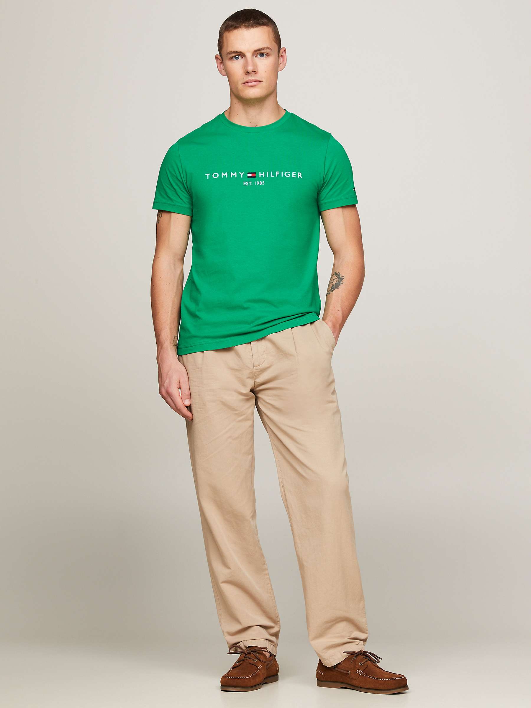 Buy Tommy Hilfiger Cotton Logo Top,  Olympic Green Online at johnlewis.com