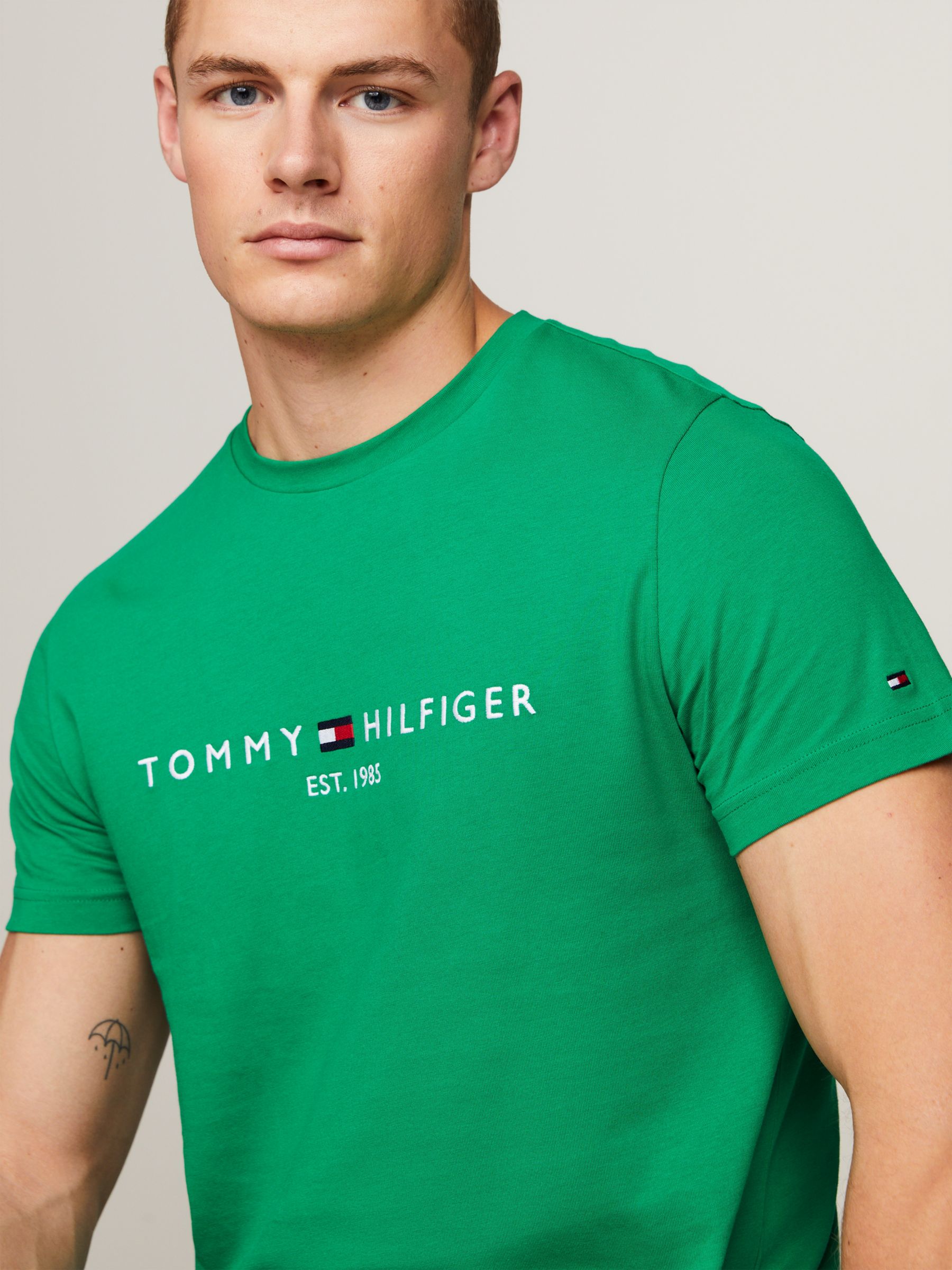 Tommy Hilfiger Cotton Logo Top, Olympic Green, XXL