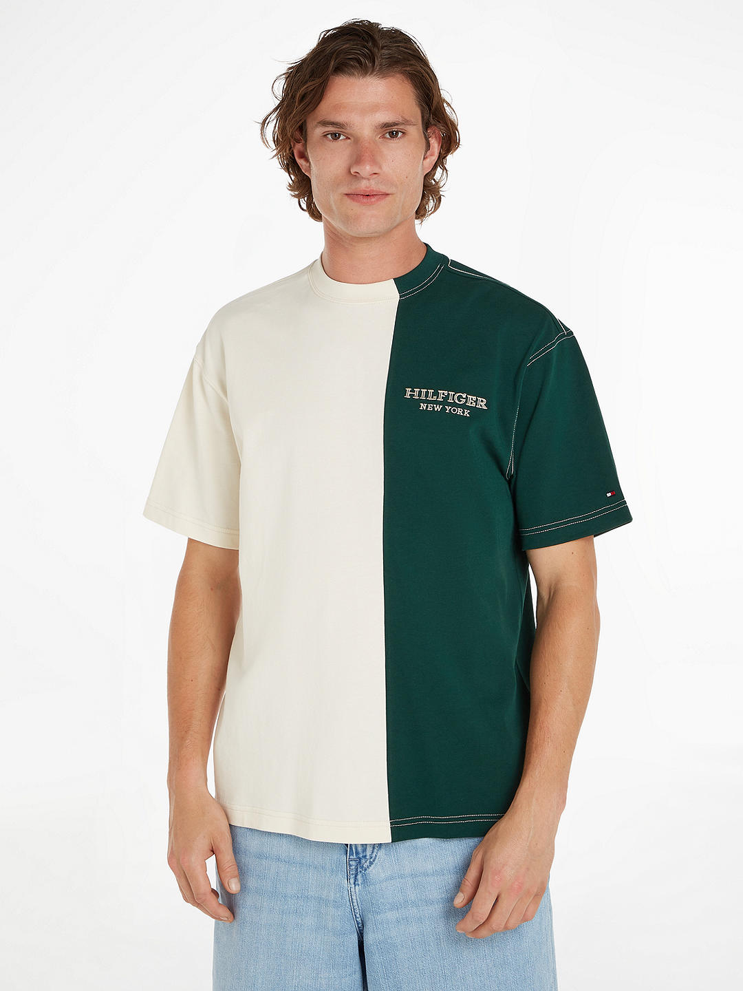 Tommy Hilfiger Colourblock T-Shirt, White/Multi