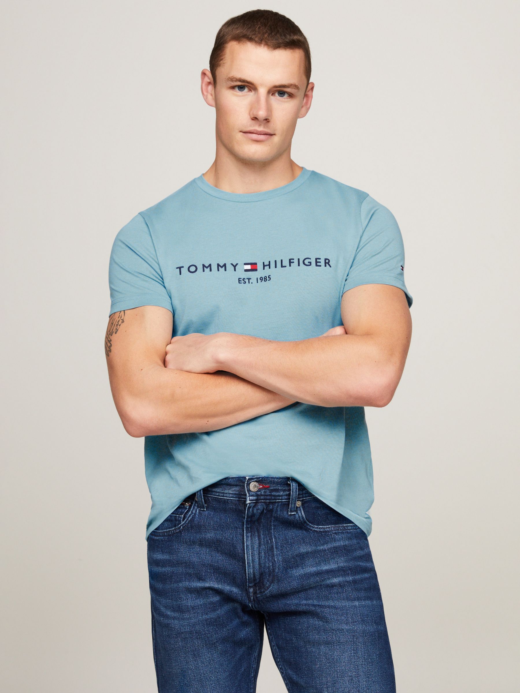 Tommy Hilfiger Tommy Logo T-Shirt, Sleepy Blue, XS