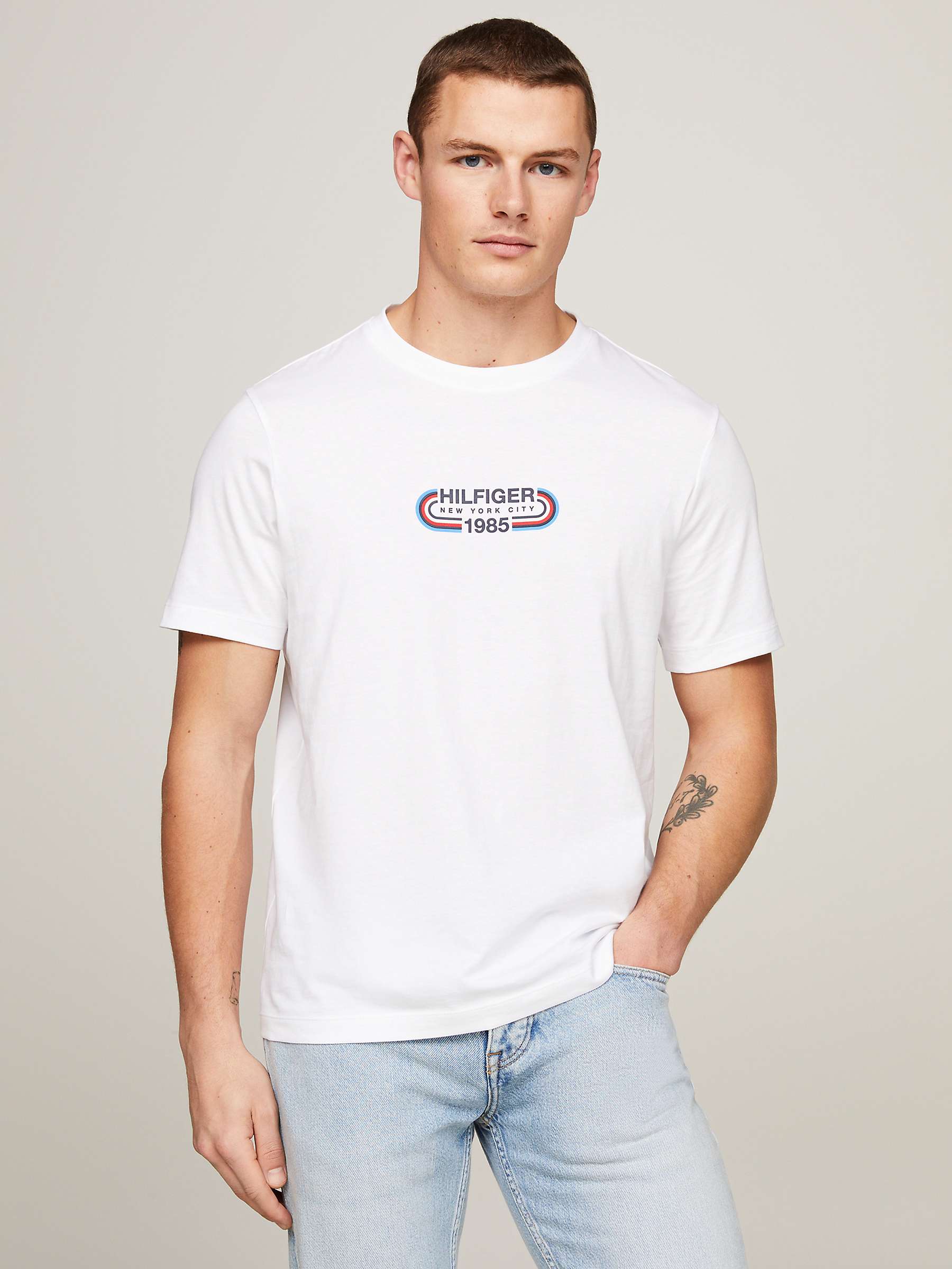Buy Tommy Hilfiger Track Graphic T-Shirt, White Online at johnlewis.com