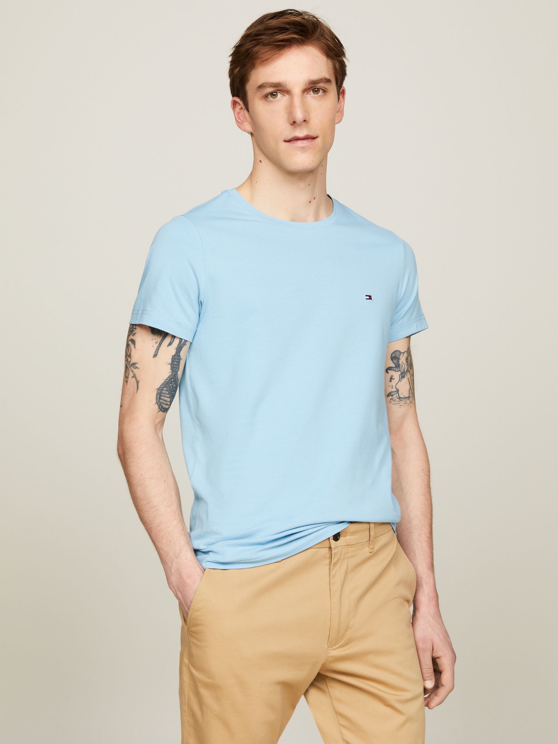 Tommy Hilfiger Stretch Slim Fit T-Shirt, Sleepy Blue, XS