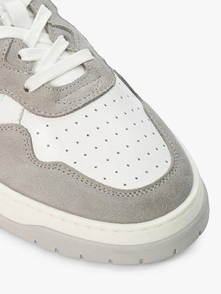 Dune Trent Leather Low Top Trainers, Grey/White