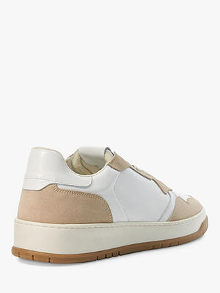Dune Trent Leather Low Top Trainers, Beige/White