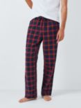 John Lewis Organic Cotton Check Pyjama Trousers, Blue Navy