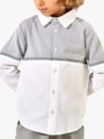 Angel & Rocket Kids' Striped Yoke Oxford Shirt, White/Grey