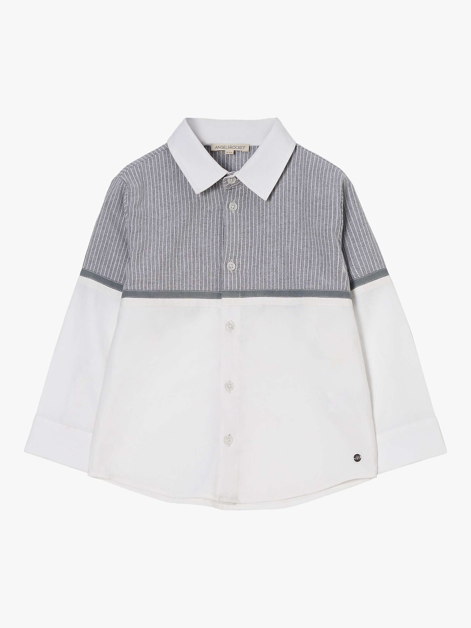 Buy Angel & Rocket Kids' Striped Yoke Oxford Shirt, White/Grey Online at johnlewis.com