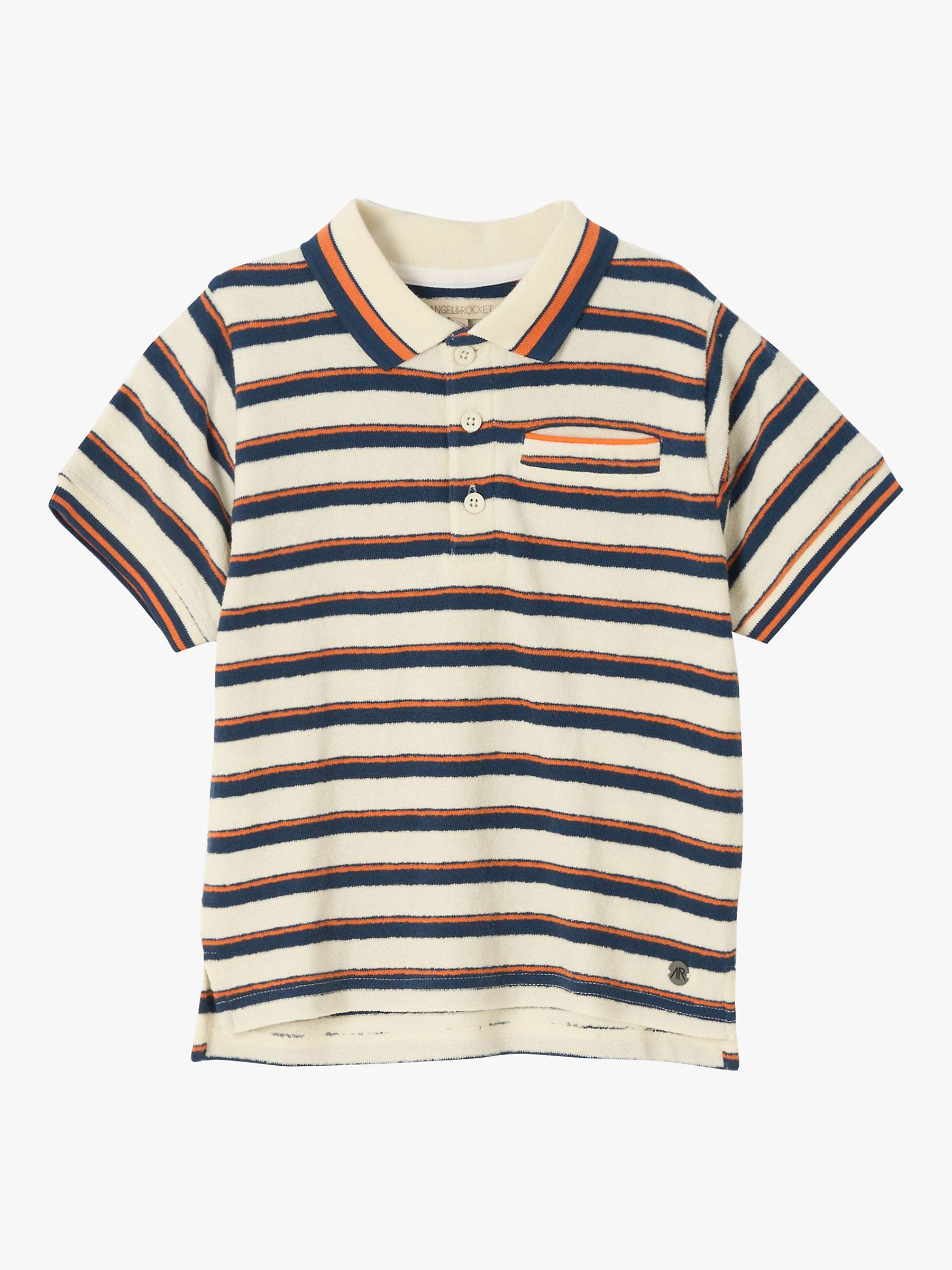 Buy Angel & Rocket Kids' Abel Towelling Stripe Polo Shirt, Cream/Multi Online at johnlewis.com