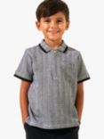 Angel & Rocket Kids' Justin Smart Herringbone Half Zip Polo Shirt, Grey, Grey