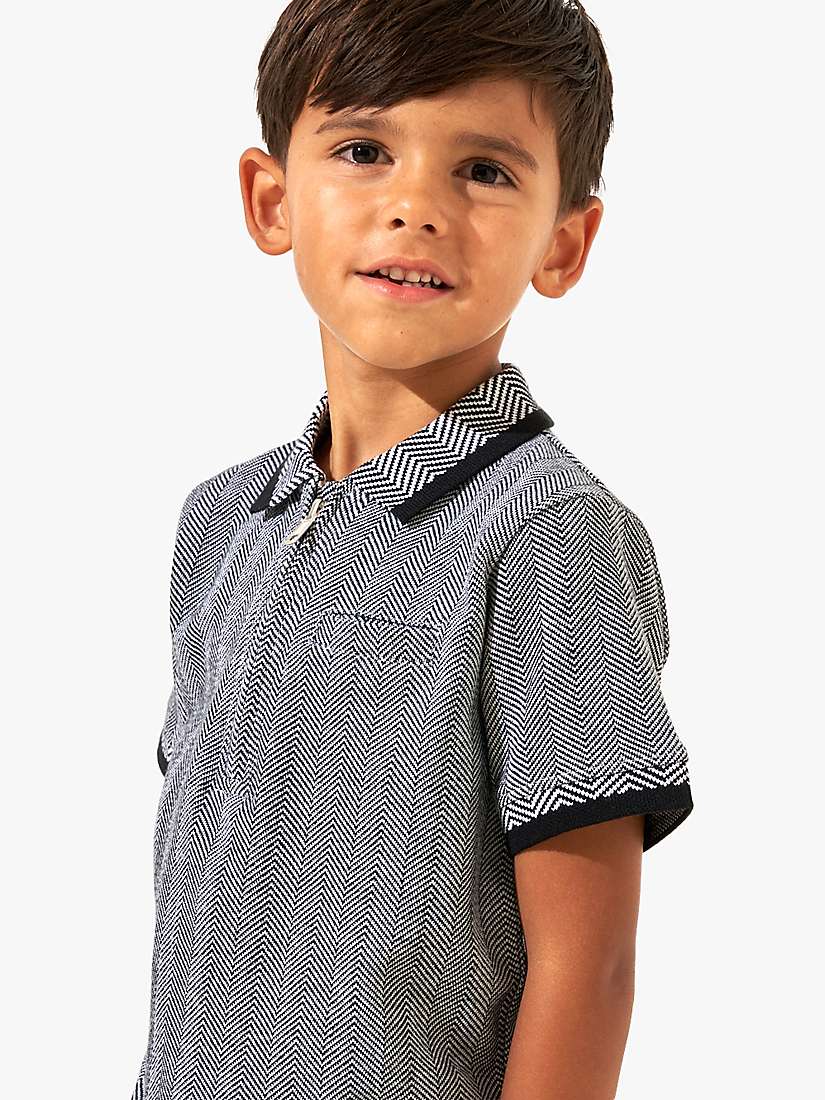 Buy Angel & Rocket Kids' Justin Smart Herringbone Half Zip Polo Shirt, Grey Online at johnlewis.com