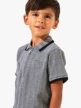 Angel & Rocket Kids' Justin Smart Herringbone Half Zip Polo Shirt, Grey