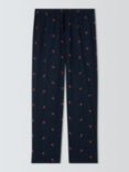 John Lewis Organic Cotton Christmas Robin Lounge Pants, Navy Blue