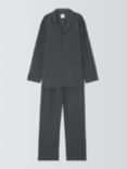 John Lewis Sateen Stripe Pyjama Set, Charcoal Grey