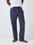 John Lewis Organic Cotton Woven Bird Print Lounge Pants, Navy Blue