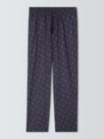 John Lewis Organic Cotton Woven Bird Print Lounge Pants, Navy Blue