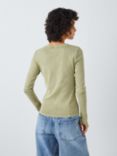 AND/OR Ribbed Long Sleeve Top, White, Green