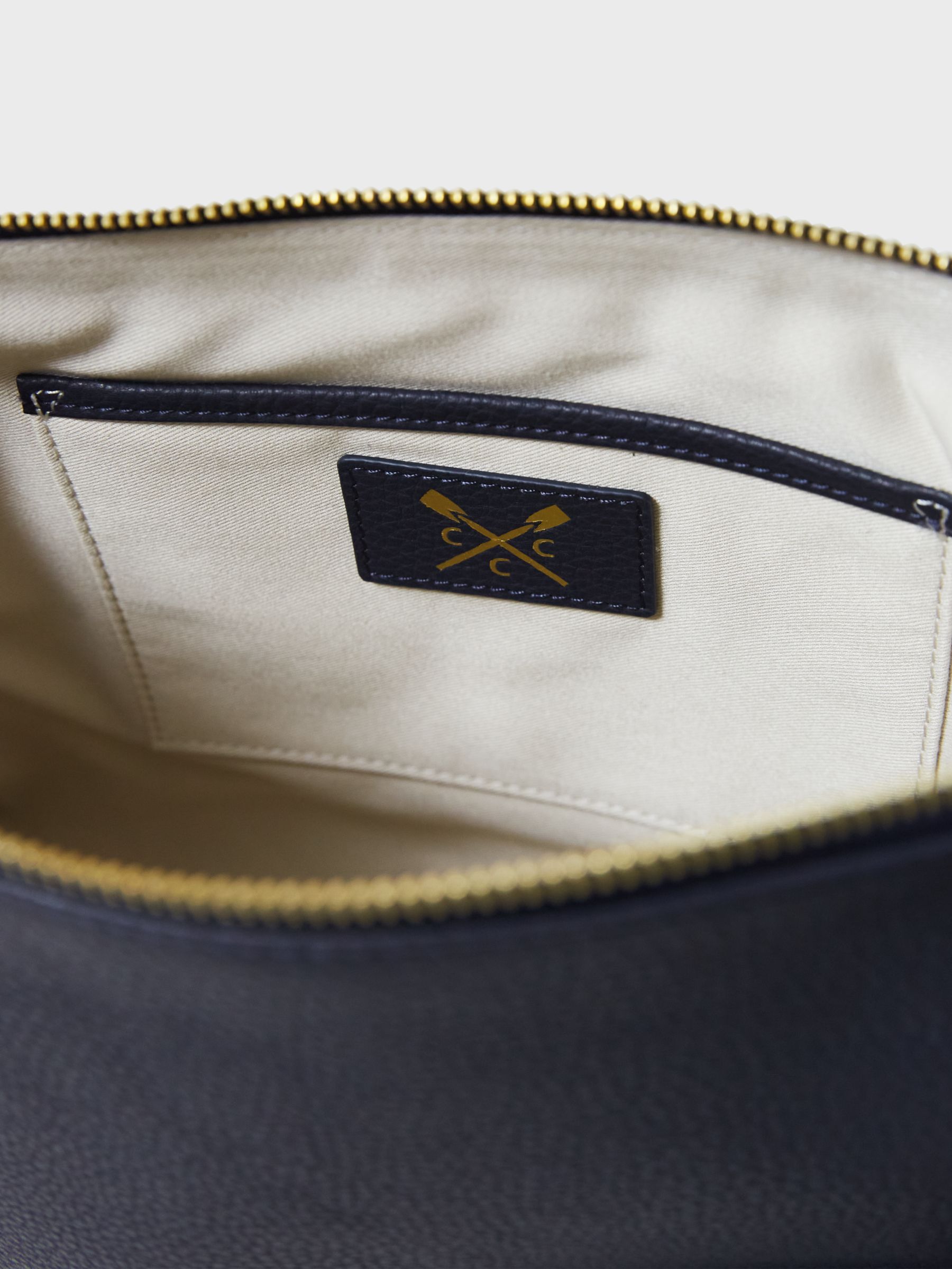 Crew Clothing Leather Crossbody Handbag, Navy Blue