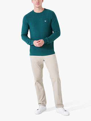Crew Clothing Breakwater Organic Cotton Knit Jumper, Teal