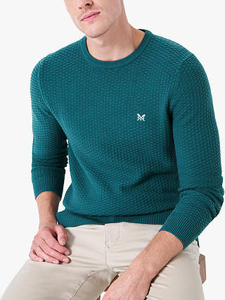 Crew Clothing Breakwater Organic Cotton Knit Jumper, Teal