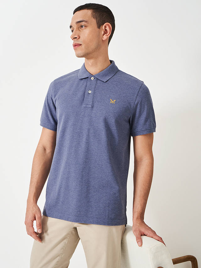 Crew Clothing Classic Pique Cotton Polo Shirt, Mid Blue