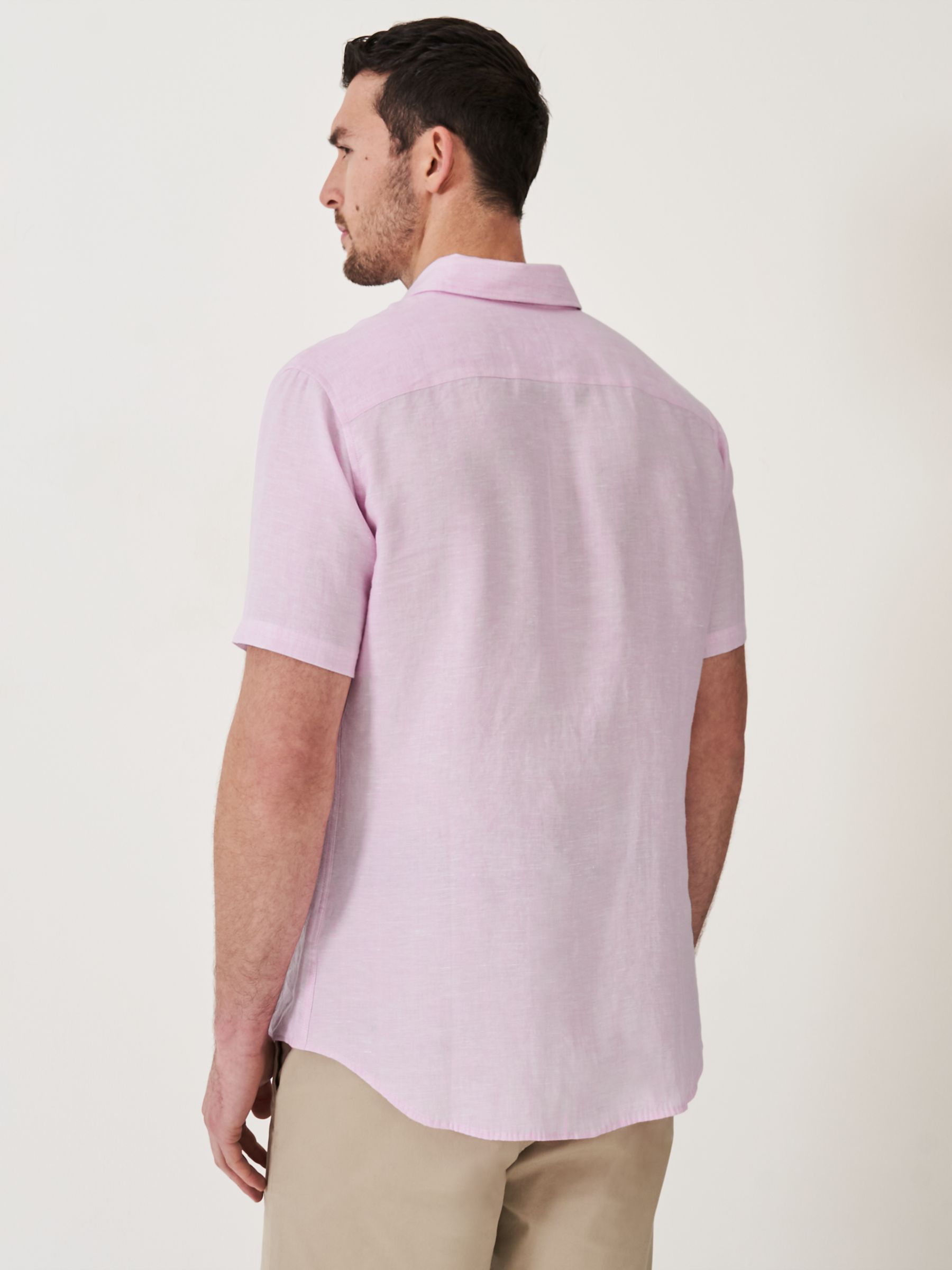 Crew Clothing Linen Short Sleeve Shirt, Pastel Pink, XS