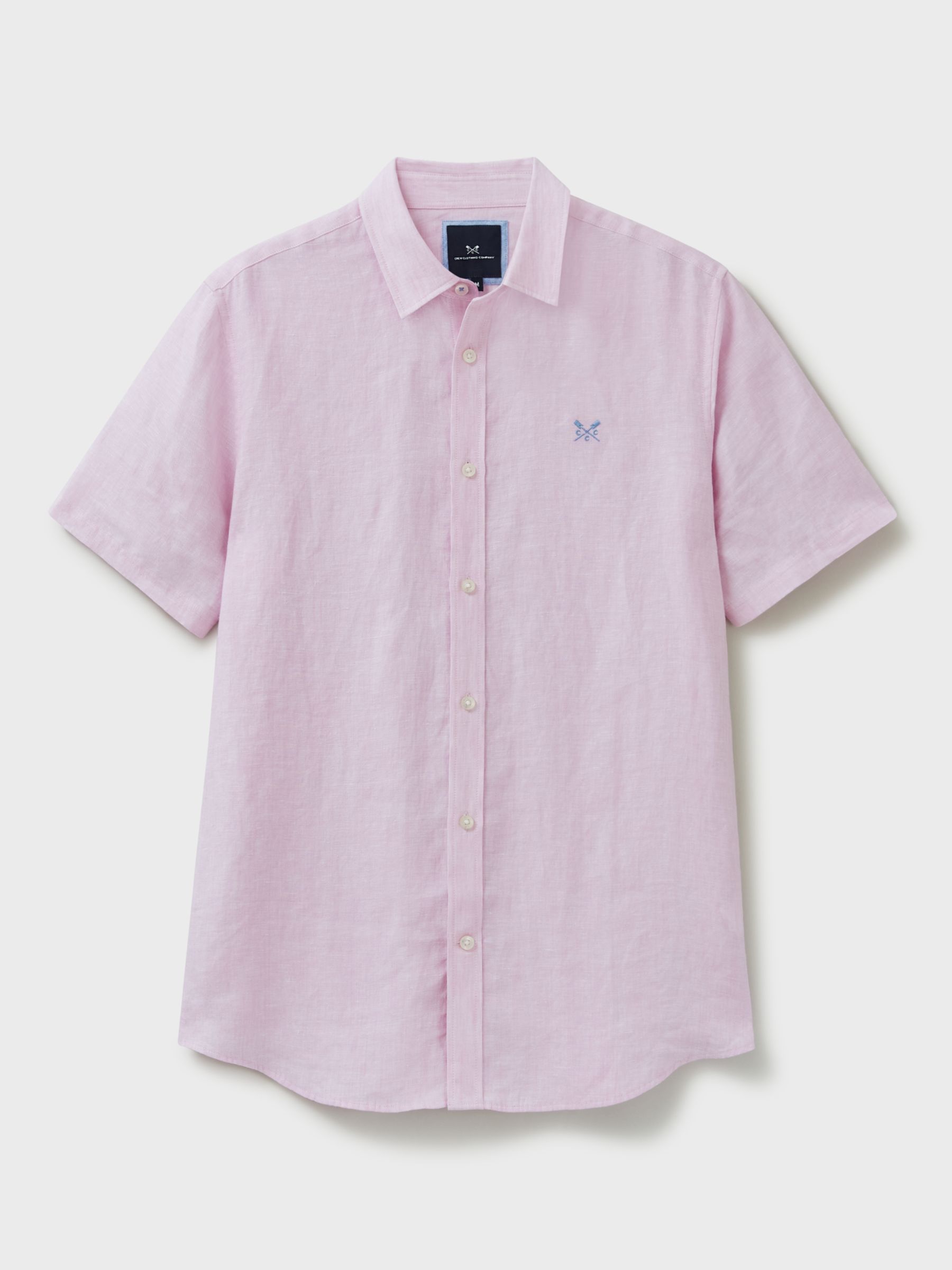 Crew Clothing Linen Short Sleeve Shirt, Pastel Pink, XS