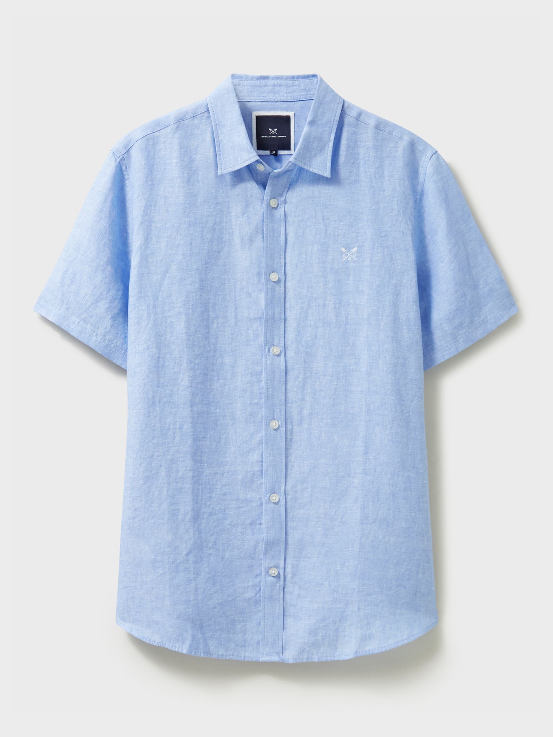 Crew Clothing Linen Short Sleeve Shirt, Sky Blue, L