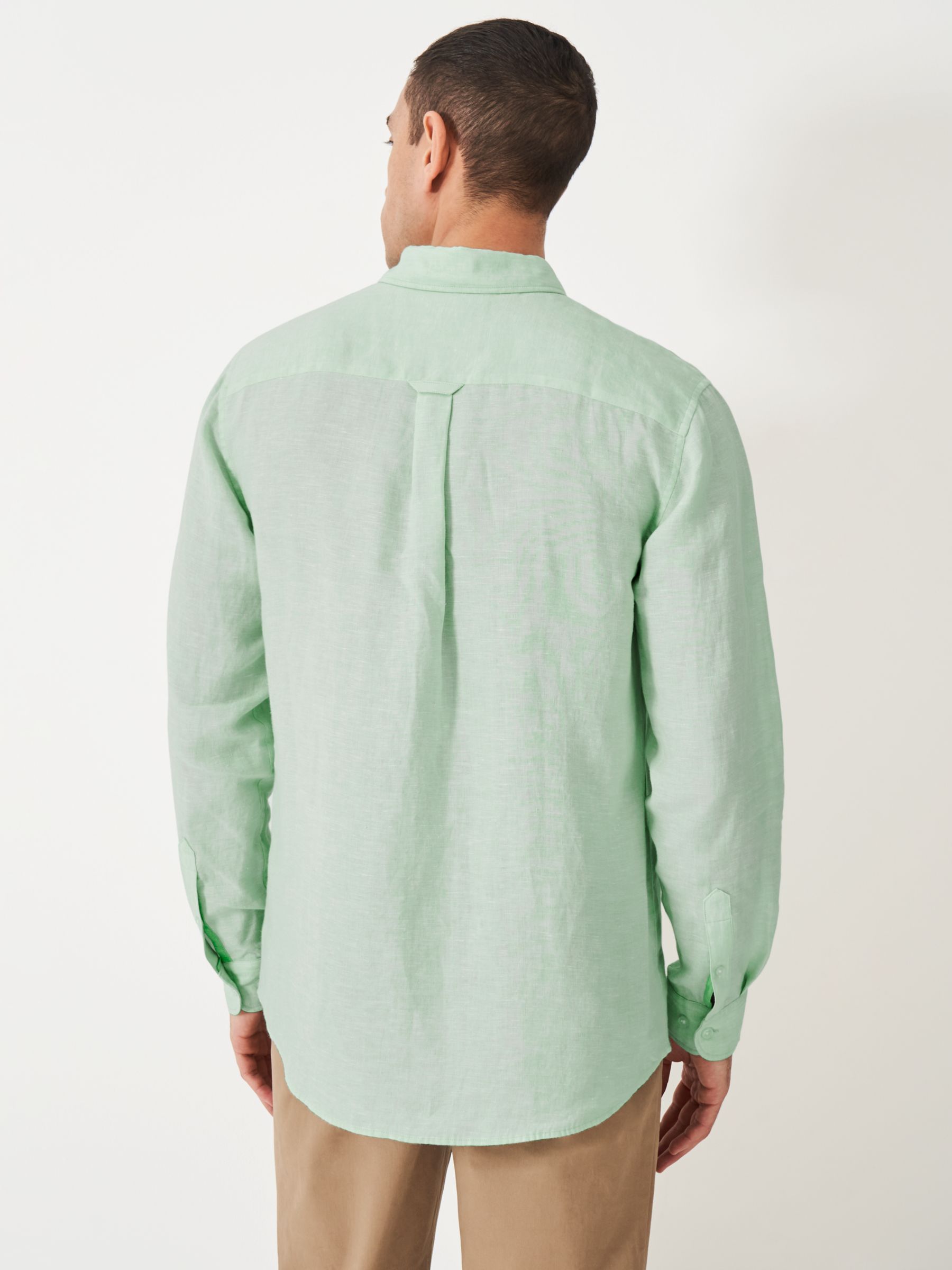 Crew Clothing Long Sleeve Linen Classic Shirt, Mint Green, L