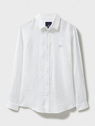 Crew Clothing Linen Long Sleeve Shirt, White