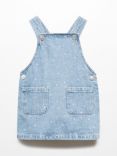 Mango Baby Cottage Short Denim Pinafore Dress, Open Blue