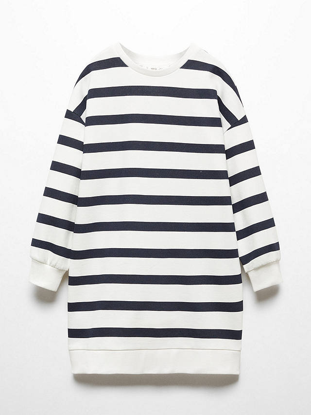 Mango Kids' Sasha Striped Sweatshirt Dress, Navy/White