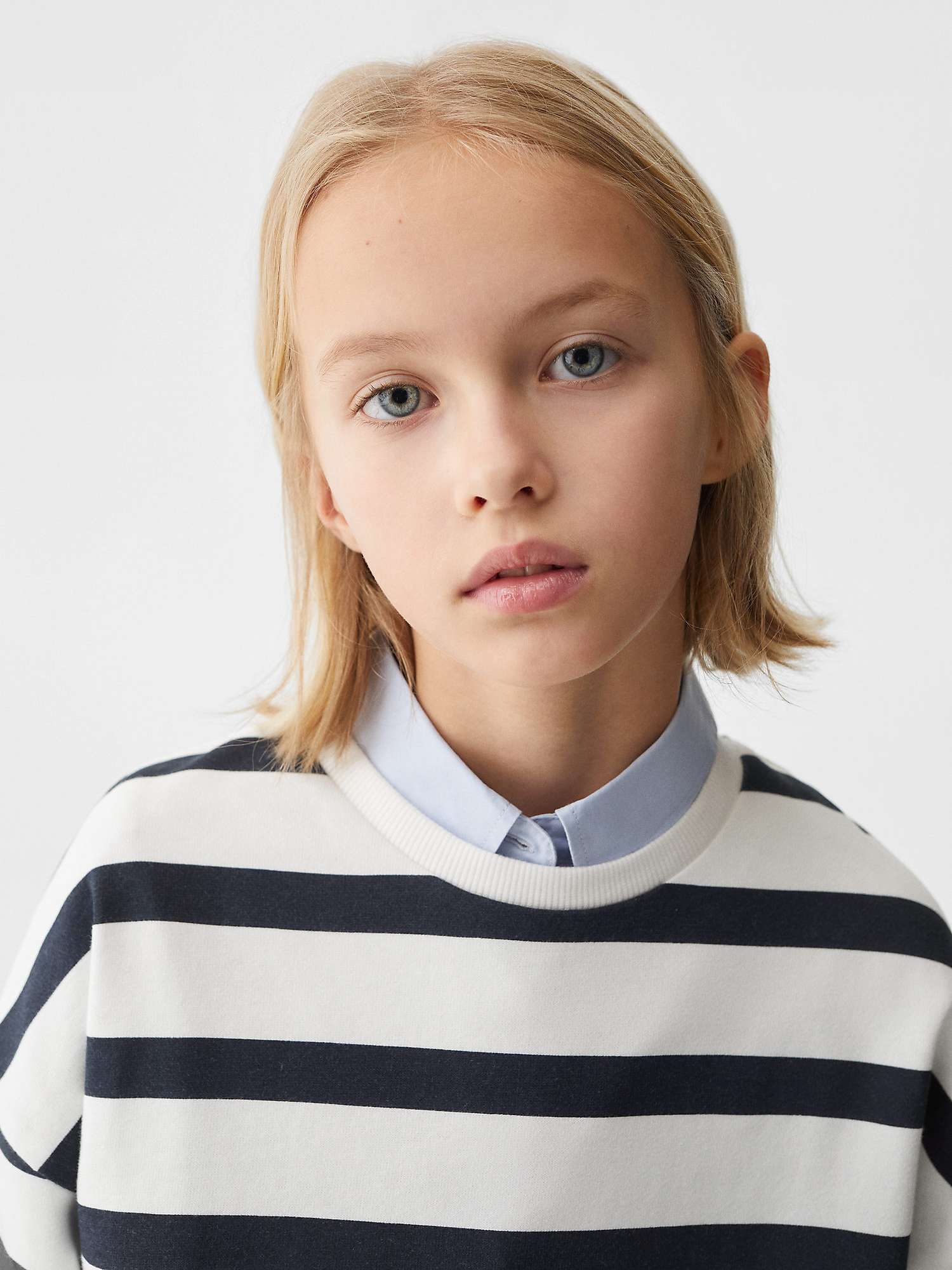 Buy Mango Kids' Sasha Striped Sweatshirt Dress, Navy/White Online at johnlewis.com