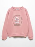 Mango Kids' Smiles Sweatshirt, Medium Pink