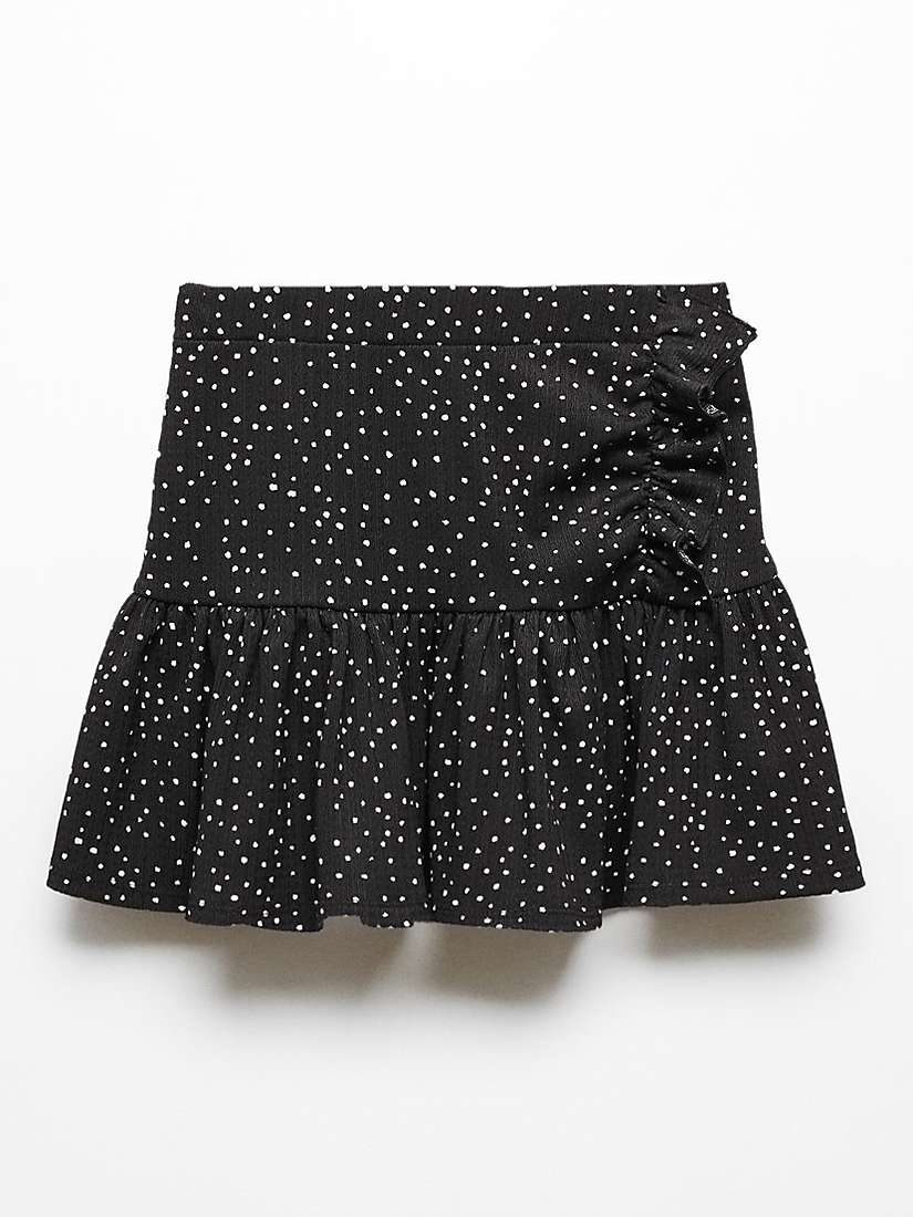 Buy Mango Kids' Dotti Spot Print Ruffle Skirt, Black Online at johnlewis.com