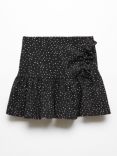 Mango Kids' Dotti Spot Print Ruffle Skirt, Black