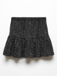 Mango Kids' Dotti Spot Print Ruffle Skirt, Black