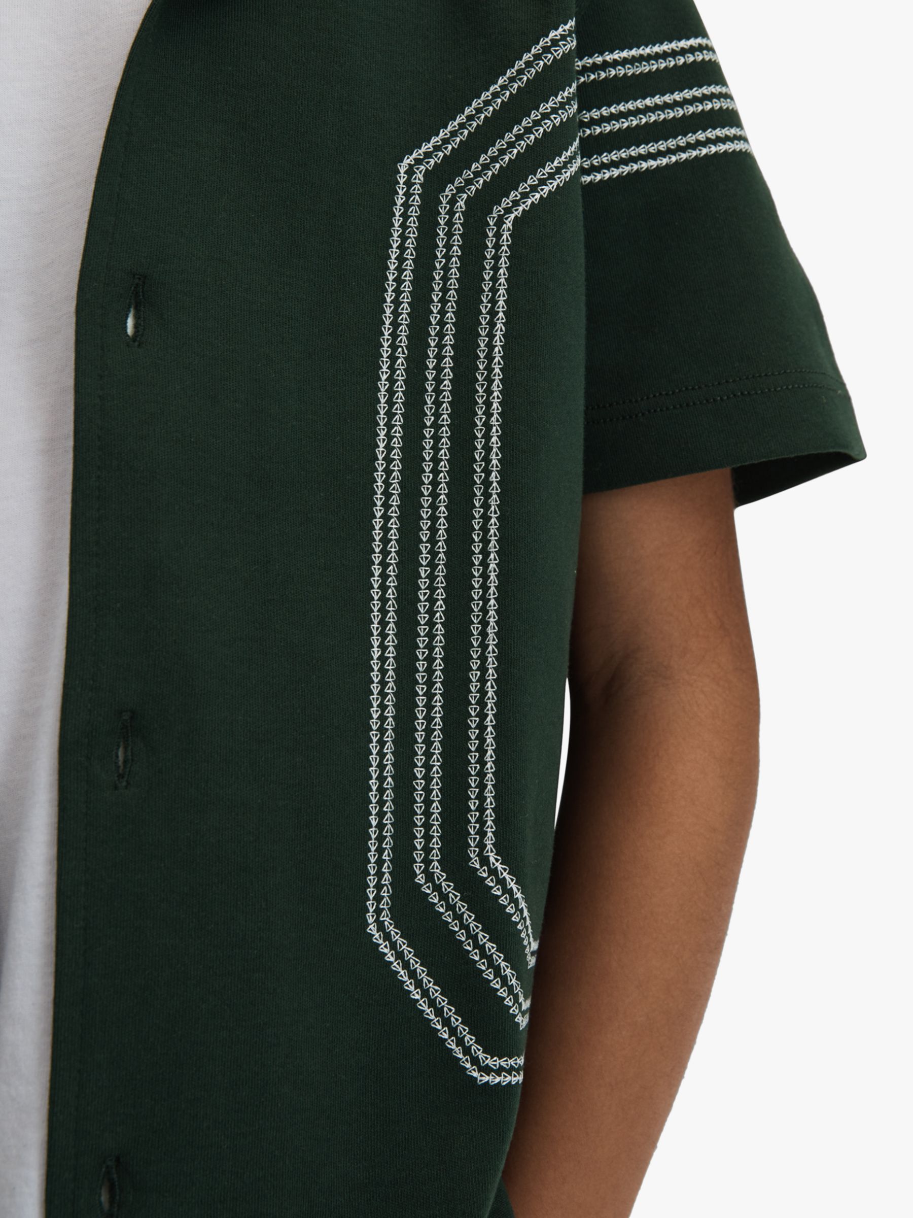 Reiss Kids' Arlington Embroidered Cuban Collar Shirt, Green, 3-4 years