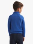 Reiss Kids' Blackhall Funnel Neck Half Zip Wool Jumper, Lapis Blue