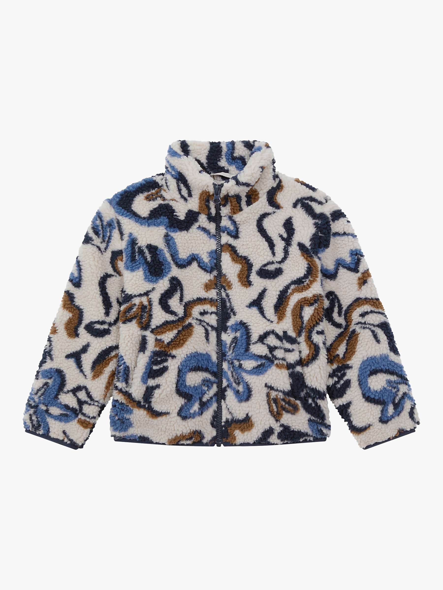 Buy Reiss Kids' Relax Fit Sherpa Abstract Floral Zip Through Jacket, Ecru/Multi Online at johnlewis.com