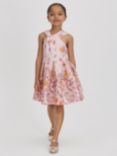 Reiss Kids' Alice Asymmetric Bow Scuba Dress, Pink