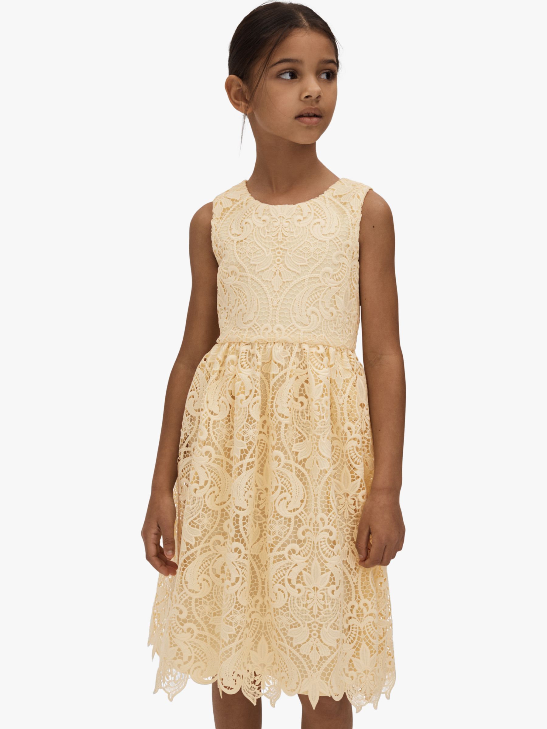 Buy Reiss Kids' Daia Lace Ovelay Dress, Lemon Online at johnlewis.com