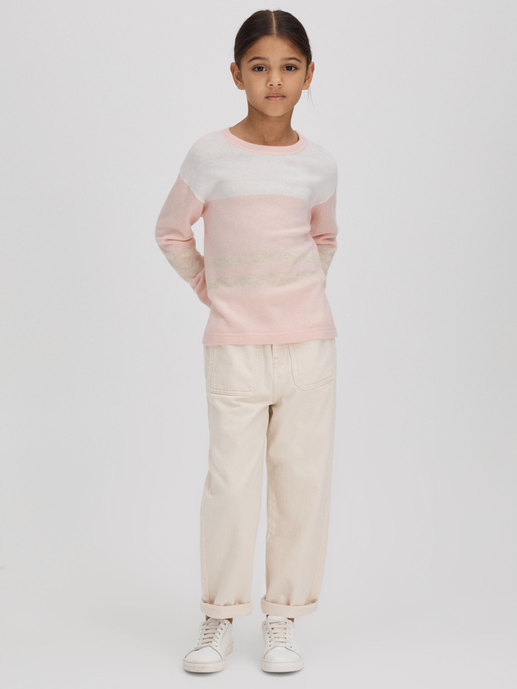 Reiss Kids' Allegra Stripe Knit Jumper, Pink, 4-5 years
