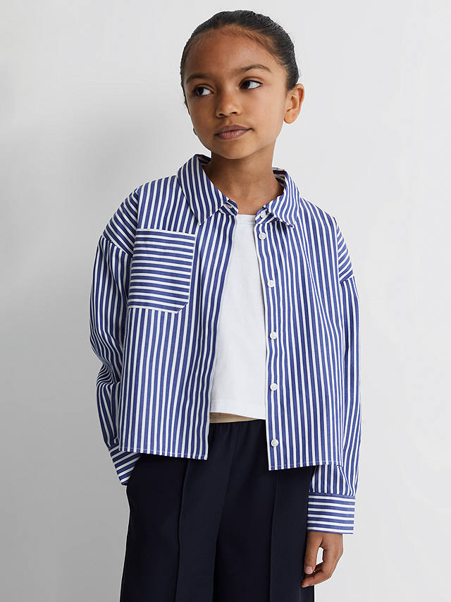 Reiss Kids' Danica Stripe Shirt, Blue