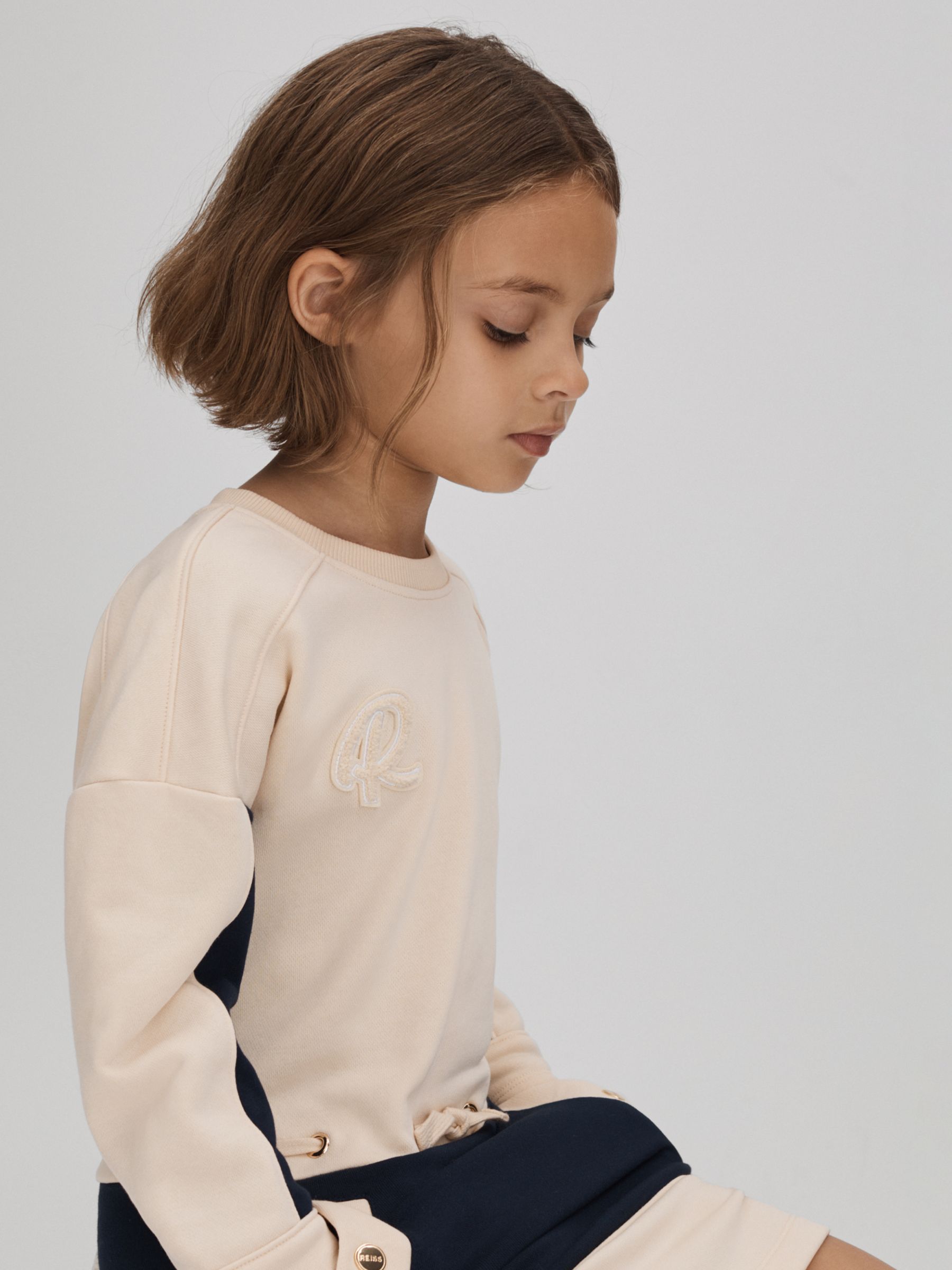Reiss Kids' Elsa Logo Jersey Sweatshirt Dress, Ivory/Multi, 4-5 years