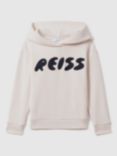 Reiss Kids' Adel Bubble Logo Hoodie, Ecru