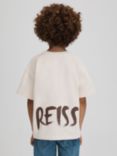 Reiss Kids' Abbott Paintstroke Logo T-Shirt, Ecru