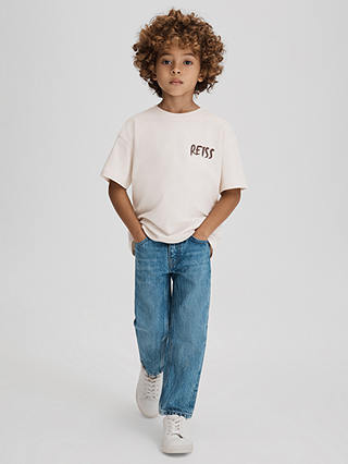 Reiss Kids' Abbott Paintstroke Logo T-Shirt, Ecru